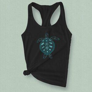 Sea Turtle Graphic Tank Top Nautical Beach Racerback Tank